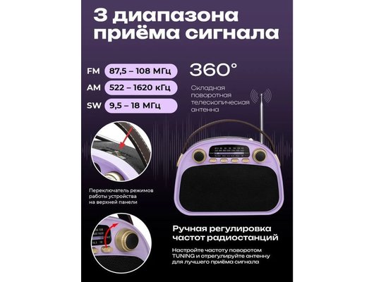 Радиоприемник Ritmix RPR-040 Лавандовый
